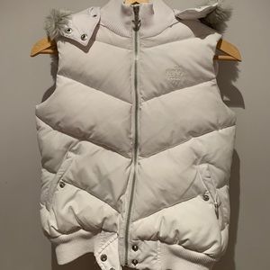 Womens Adidas white puffer vest with detachable hood size 36/6/S